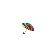 Разноцветный зонт-трость с ручкой крюк механический «Радуга»
