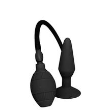Dream Toys Чёрная анальная втулка с функцией расширения MENZSTUFF LARGE INFLATABLE PLUG - 14,5 см. (черный)