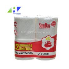 Туалетная бумага SunDay 2-слойная, 4рул. уп.