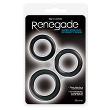 NS Novelties Набор из 3 чёрных эрекционных колец Renegade Diversity Rings Black (черный)