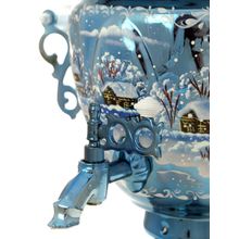 Набор самовар электрический 3 литра с художественной росписью "Зимний вечер" с автоматическим отключением при закипании, арт. 155648а