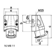 Bals Настенная розетка ELV Bals 4115 50 В 32 А 2 полюса IP44 винтовые клеммы серо-зеленая