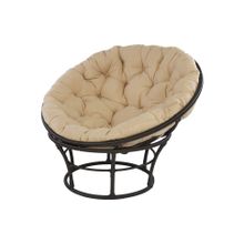 Эко дизайн (ротанг) Кресло Papasan, цвет плетения черный, цвет подушки бежевый