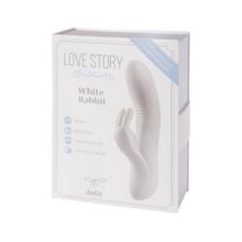 Белый вибратор Love story White Rabbit с клиторальным зайчиком - 21 см. Белый