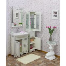Sanflor Тумба с раковиной Адель 65 белая, патина серебро