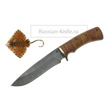 Нож Скат (дамасская сталь), береста