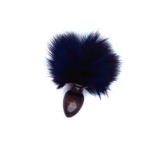 Wild Lust Черная анальная пробка с синим заячьим  хвостом - 8 см.