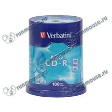 Диск CD-R 700МБ 52x Verbatim "43430", пласт.коробка, на шпинделе (100шт. уп.) [45708]