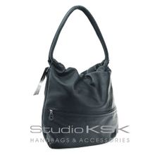 Studio KSK Мякая сумка женская мешок из черной кожи 2106