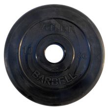 Диск обрезиненный черный Atlet Barbell d-51 10 кг