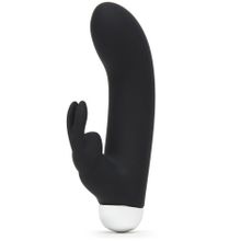 Fifty Shades of Grey Черный вибратор с клиторальным отростком Greedy Girl Mini Rabbit Vibrator - 14 см. (черный)