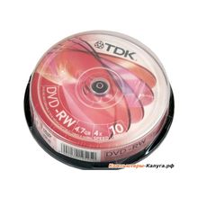 Диски DVD-RW 4.7Gb TDK 4x  10 шт  Cake Box