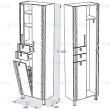 Пенал TRITON Кристи 60 2 ящика, 2двери правый корзина