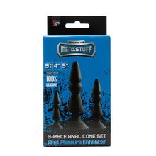 Набор из черных анальных силиконовых втулок MENZSTUFF 3-PIECE ANAL CONE SET