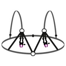 Декоративный бюстгальтер с зажимами на соски Bra with silicone nipple clamps Черный