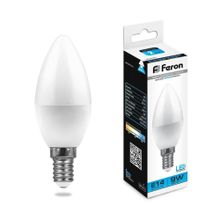 Feron Лампа светодиодная Feron E14 9W 6400K Свеча Матовая LB-570 25800 ID - 234997