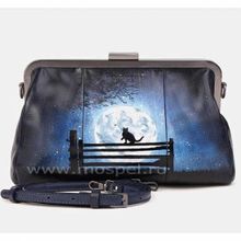 Alexander TS Клатч темно-синий с черным котом Полуночник