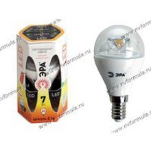 Лампа светодиодная ЭРА LED smd P45-7w-827-E14 Clear мягкий желтый свет