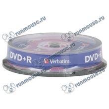 Диск DVD+R 4.7ГБ 16x Verbatim "43498", пласт.коробка, на шпинделе (10шт. уп.) [45384]