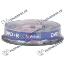 Диск DVD+R 4.7ГБ 16x Verbatim "43498", пласт.коробка, на шпинделе (10шт. уп.) [45384]