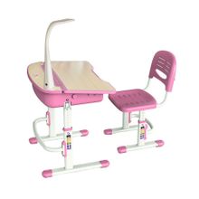Mealux Парта и стул EVO-02 с лампой розовый