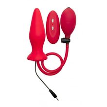 Shots Media BV Красный анальный стимулятор с функцией расширения и вибрацией Inflatable Vibrating Silicone Plug - 12,2 см. (красный)