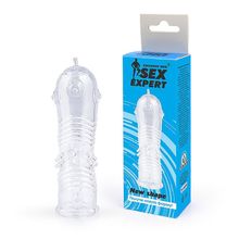 Прозрачная закрытая насадка на пенис с шипиками - 12,5 см. (216503)