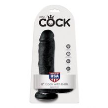 Чёрный фаллоимитатор 8  Cock with Balls - 21,3 см. (73998)