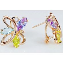 Серьги с mix фианитом "Загадочный цветок"