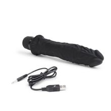 PowerCocks Черный вибратор-реалистик 8  Girthy Realistic Vibrator - 24,5 см. (черный)