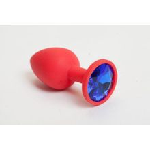4sexdreaM Красная силиконовая пробка с синим стразом - 7,1 см. (синий с красным)
