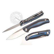 Складной нож флиппер WTT Bear, сталь D2, рукоять G-10 синяя