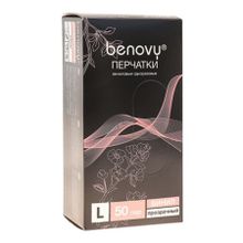 Перчатки виниловые прозрачные неопудренные размер L Benovy 100шт