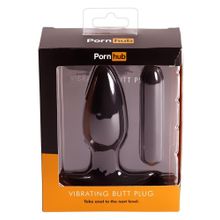 Pornhub Чёрная анальная пробка с вибрацией Vibrating Butt Plug - 14,5 см. (черный)