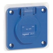 Встраиваемая розетка бытового назначения - P17 Tempra Pro - французский стандарт - со шторками - синий | код 057671 | Legrand