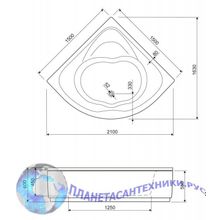 Акриловая ванна CEZARES CETINA 150х150х41