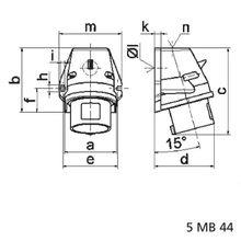 Bals Настенная вилка быстрого монтажа Bals 24402 230 В 32 А 3 полюса IP44  Quick-Connect серо-синяя