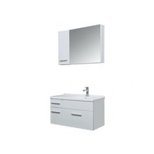 Aquanet Мебель для ванной Данте 85 правый с зеркалом камерино, шкафом и светильником (белый) - MB-100A лампа Т5 светильник Нота универсальный (375 мм) хром