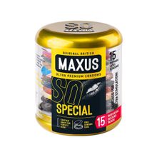 Maxus Презервативы с точками и рёбрами в металлическом кейсе MAXUS Special - 15 шт.