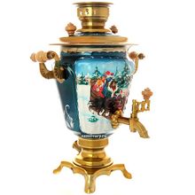 Электрический самовар 3 л с росписью "Тройка зимняя", арт. 130266