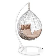 Кресло кокон подвесное SEVILLA VELOUR белое + каркас