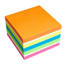 Блок-кубик для заметок 75х75 мм. куб Неон 450 листов (Цвета: зеленый, золотой, фиолетовый, оранж., белый)