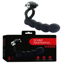 Черная вибронасадка для двойного проникновения Double Penetration Beads (244722)