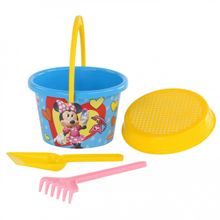 Набор Disney «Минни» №6: ведро среднее с наклейкой, ситечко, лопатка, грабельки