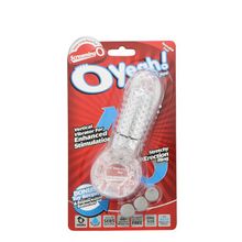 Прозрачное эрекционное кольцо с вибрацией и пальчиком OYEAH CLEAR