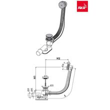 Слив-перелив AlcaPlast A505CRM  хром автомат CLICK CLACK 60 см