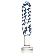 Sexus Glass Стеклянный фаллос со спиралью - 16 см. (прозрачный)