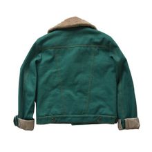 Leya.me Утепленная джинсовая куртка зеленая ALD 028