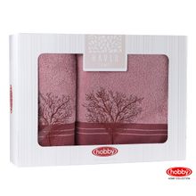 Махровое полотенце в коробке 50x90+70x140 "INFINITY", светло-розовый, 100% Хлопок