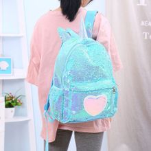 Mihi Mihi Дошкольный рюкзак с пайетками Единорог с сердцем Bright Dreams бирюзовый
